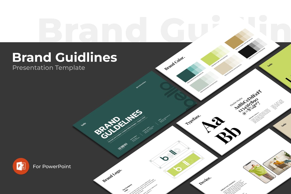 Template PowerPoint Pedoman Merek yang Elegan dan Multifungsi