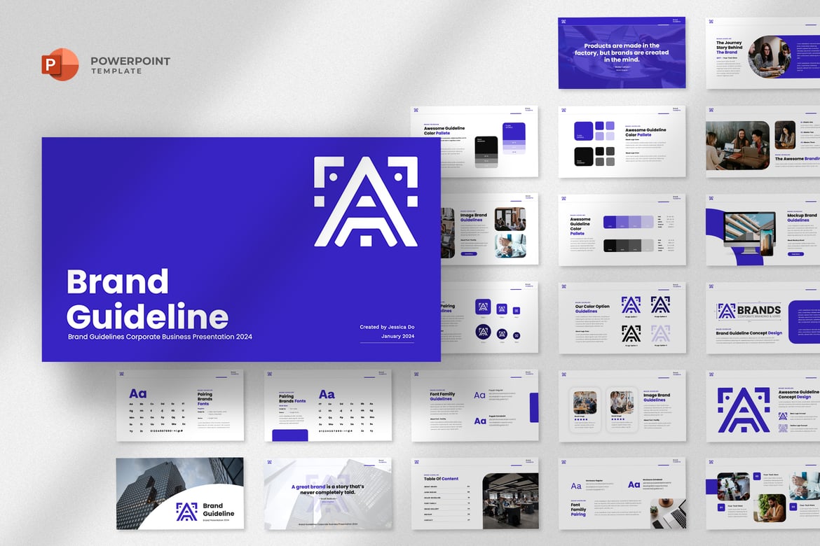 Template Powerpoint Pedoman Merek yang Elegan dan Minimalis