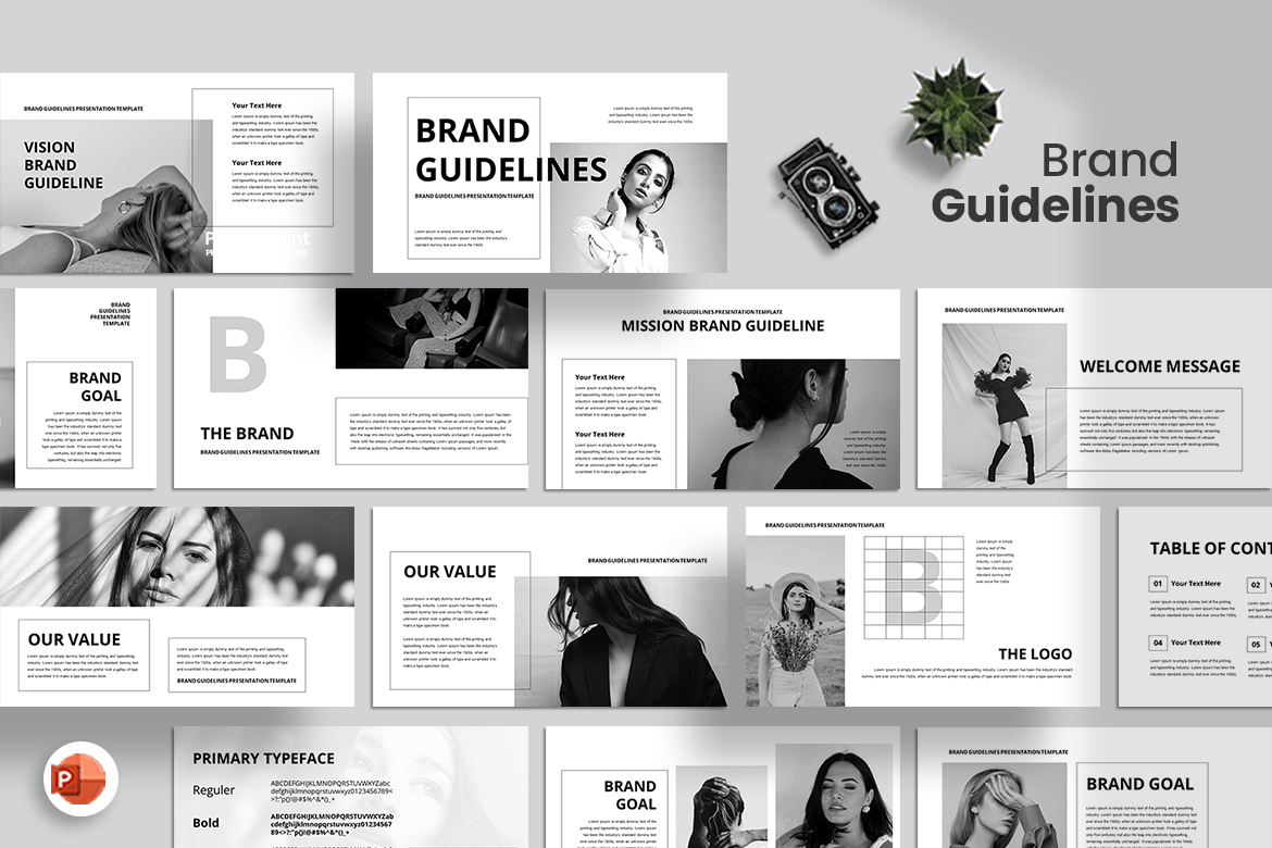 Template Presentasi PowerPoint Pedoman Merek yang Menarik
