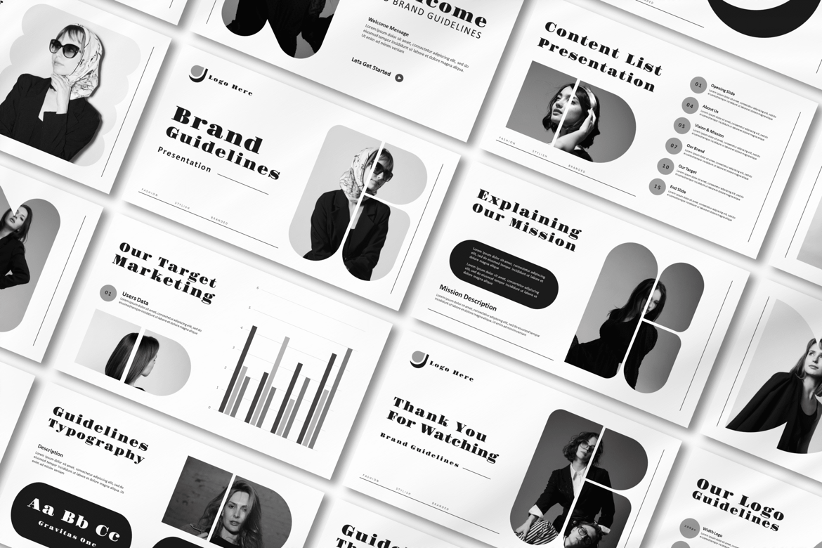 Template Presentasi PowerPoint Pedoman Merek yang Menarik