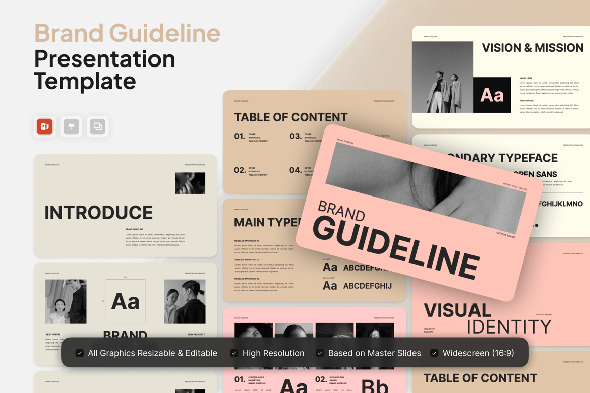 Template PowerPoint Pedoman Merek yang Menarik dan Modern