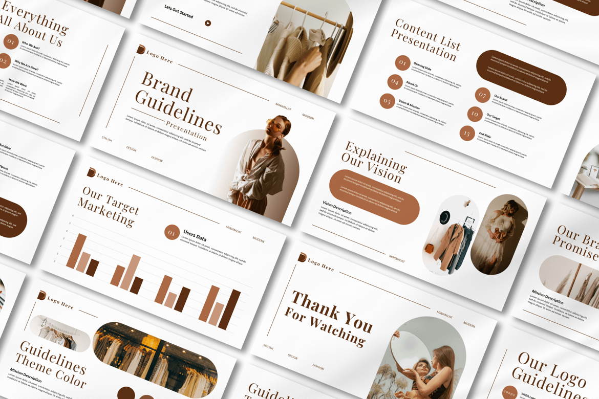 Template PowerPoint Pedoman Merek yang Menarik dan Modern