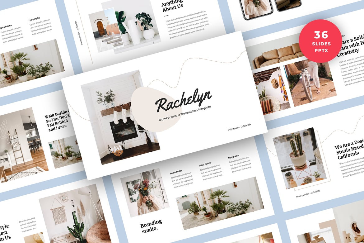 Template Presentasi PowerPoint Pedoman Merek Rachelyn yang Menarik