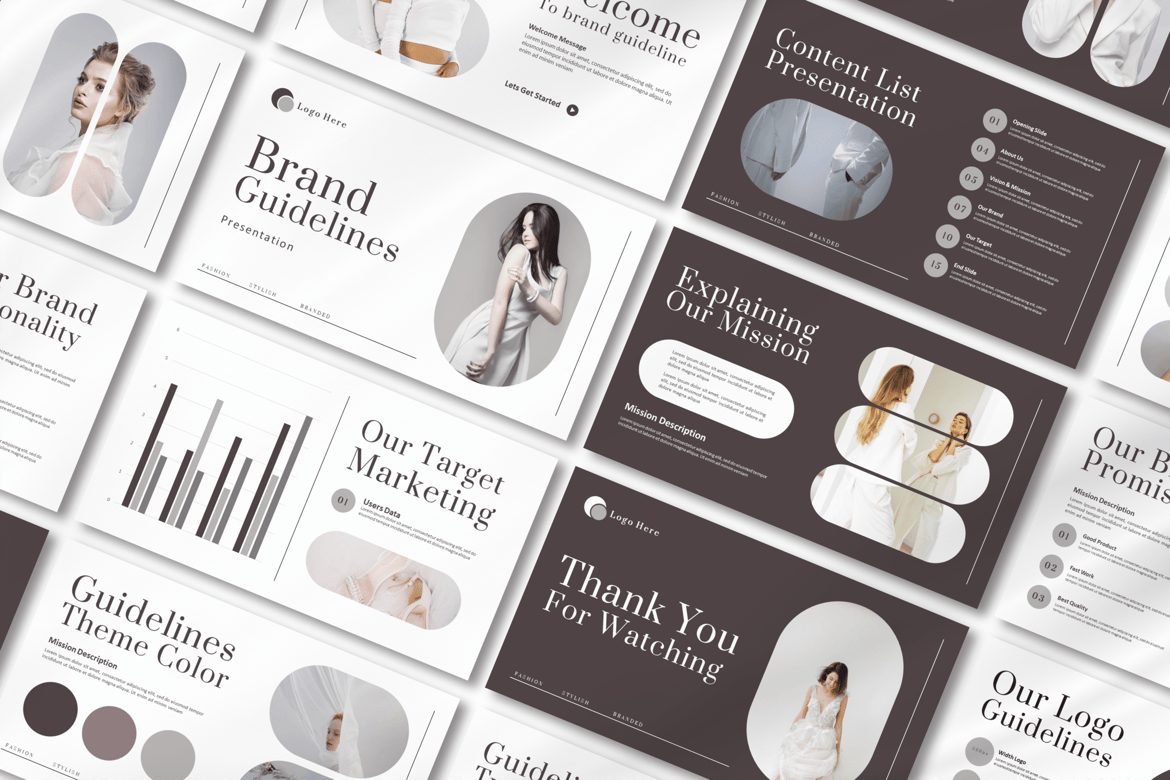 Template PowerPoint Pedoman Merek yang Menarik dan Modern