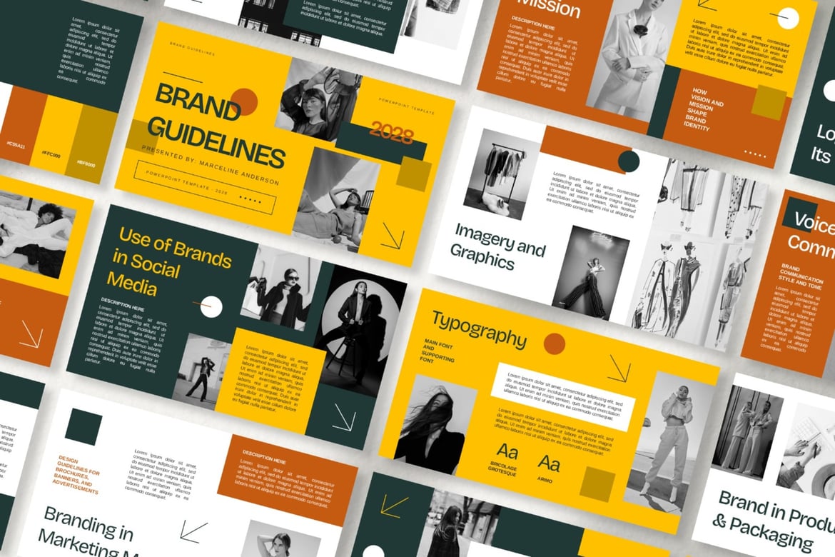 Template PowerPoint Pedoman Merek yang Modern dan Elegan