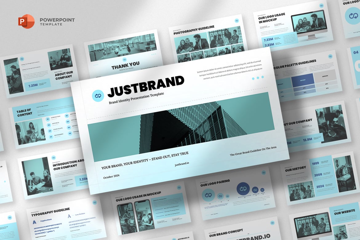 Template Powerpoint Pedoman Identitas Merek yang Modern dan Minimalis