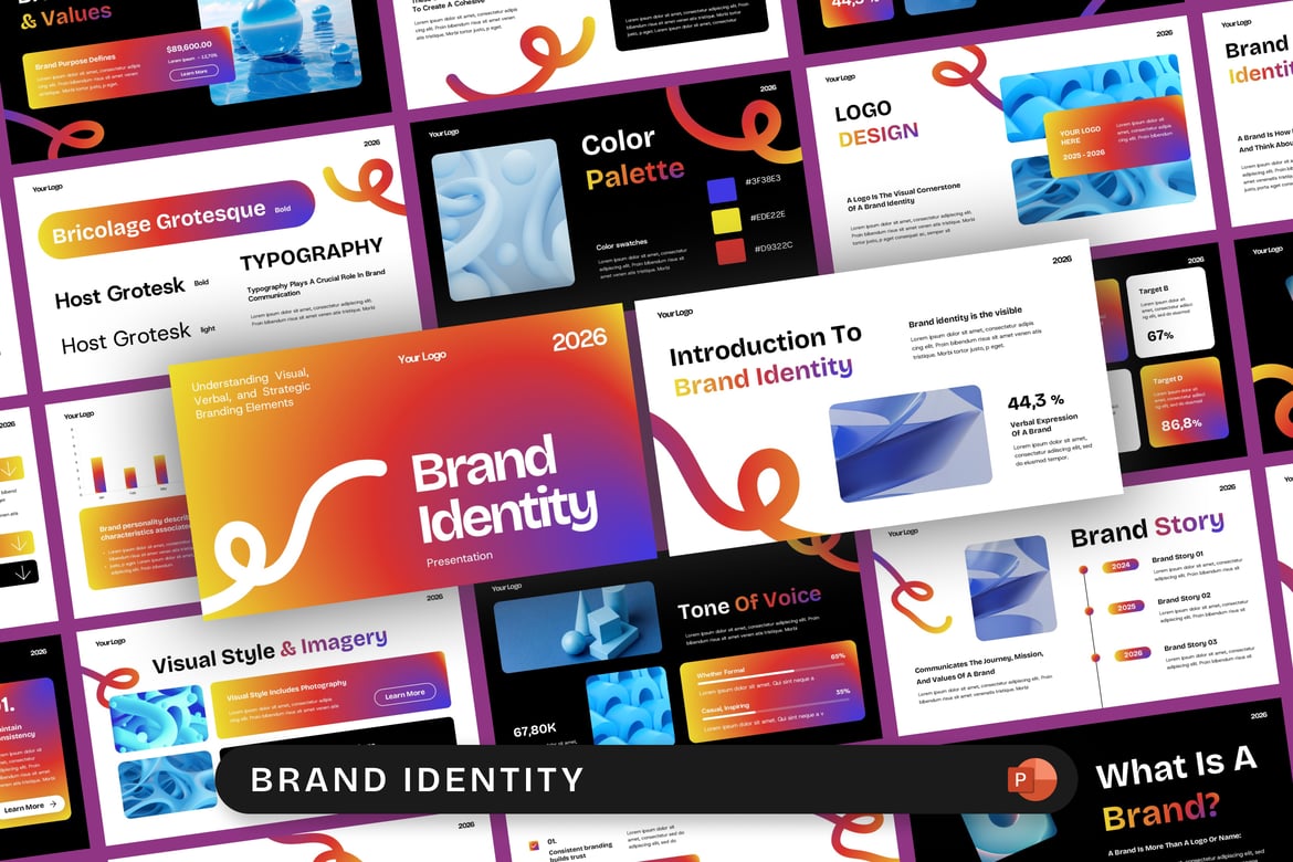 Template Presentasi PowerPoint Identitas Merek yang Menarik