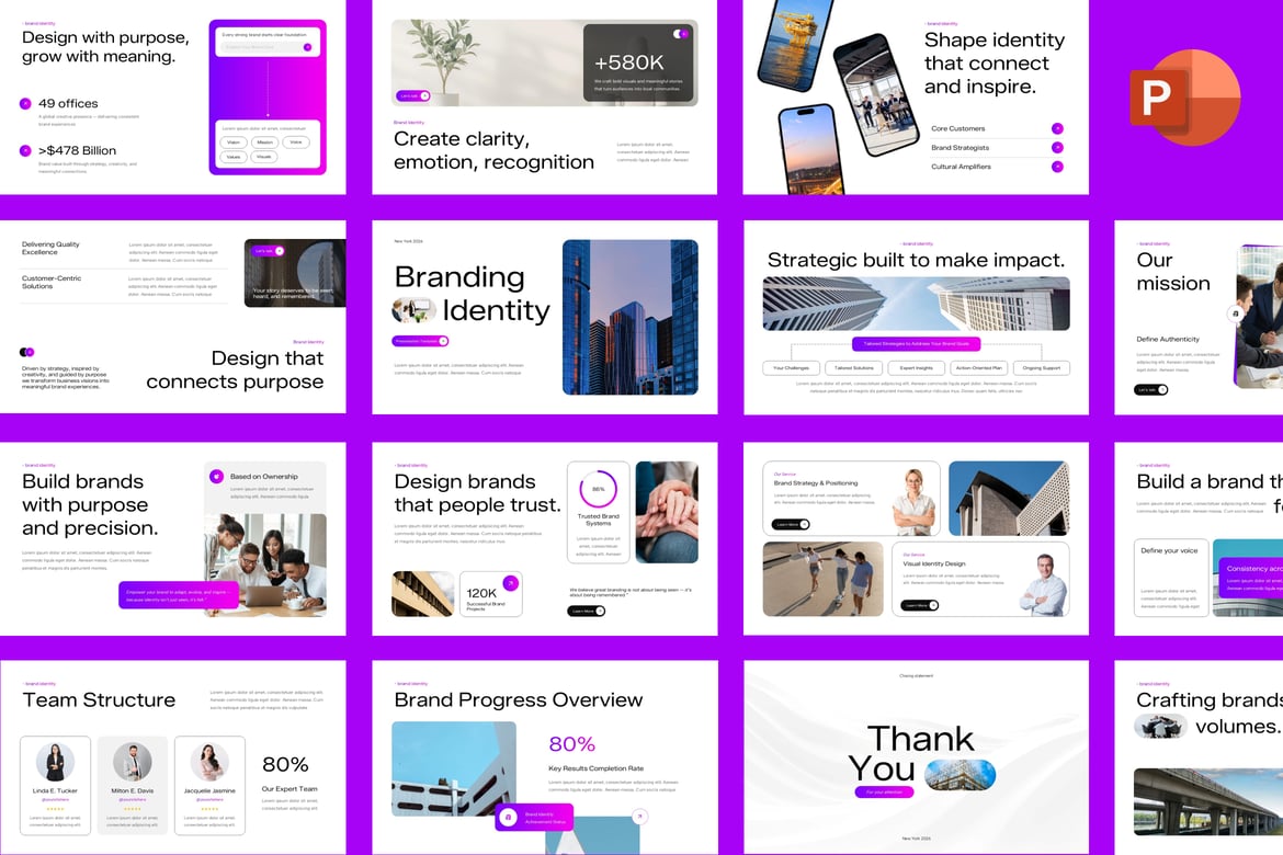 Template PowerPoint Identitas Merek yang Modern dan Kustomisasi Penuh