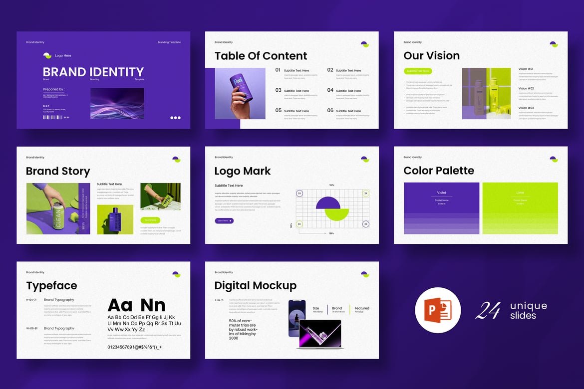 Template PowerPoint Identitas Merek yang Menarik dan Profesional