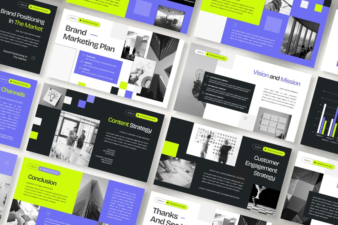Template PowerPoint Rencana Pemasaran yang Modern dan Profesional