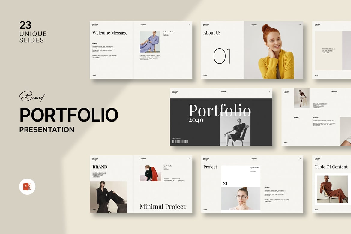 Template Powerpoint Portofolio Merek yang Elegan dan Minimalis