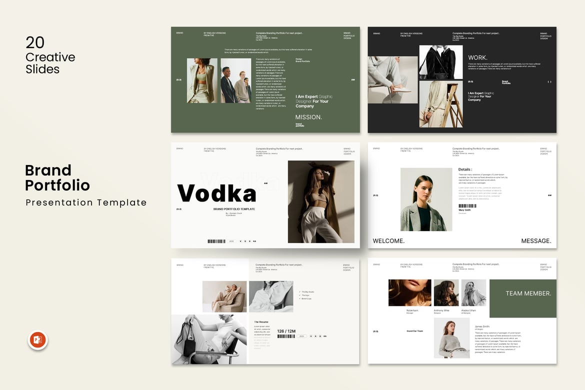 Template PowerPoint Portofolio Merek yang Menarik