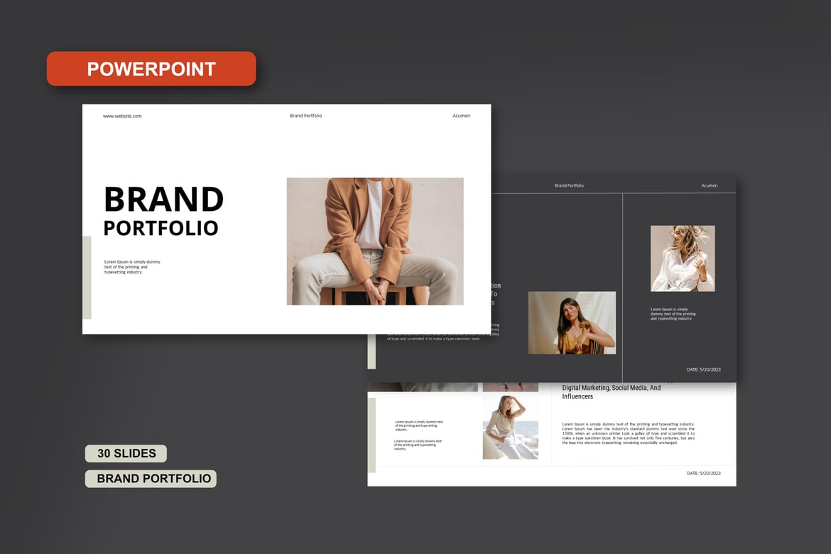 Template Presentasi PowerPoint Portofolio Merek yang Menarik