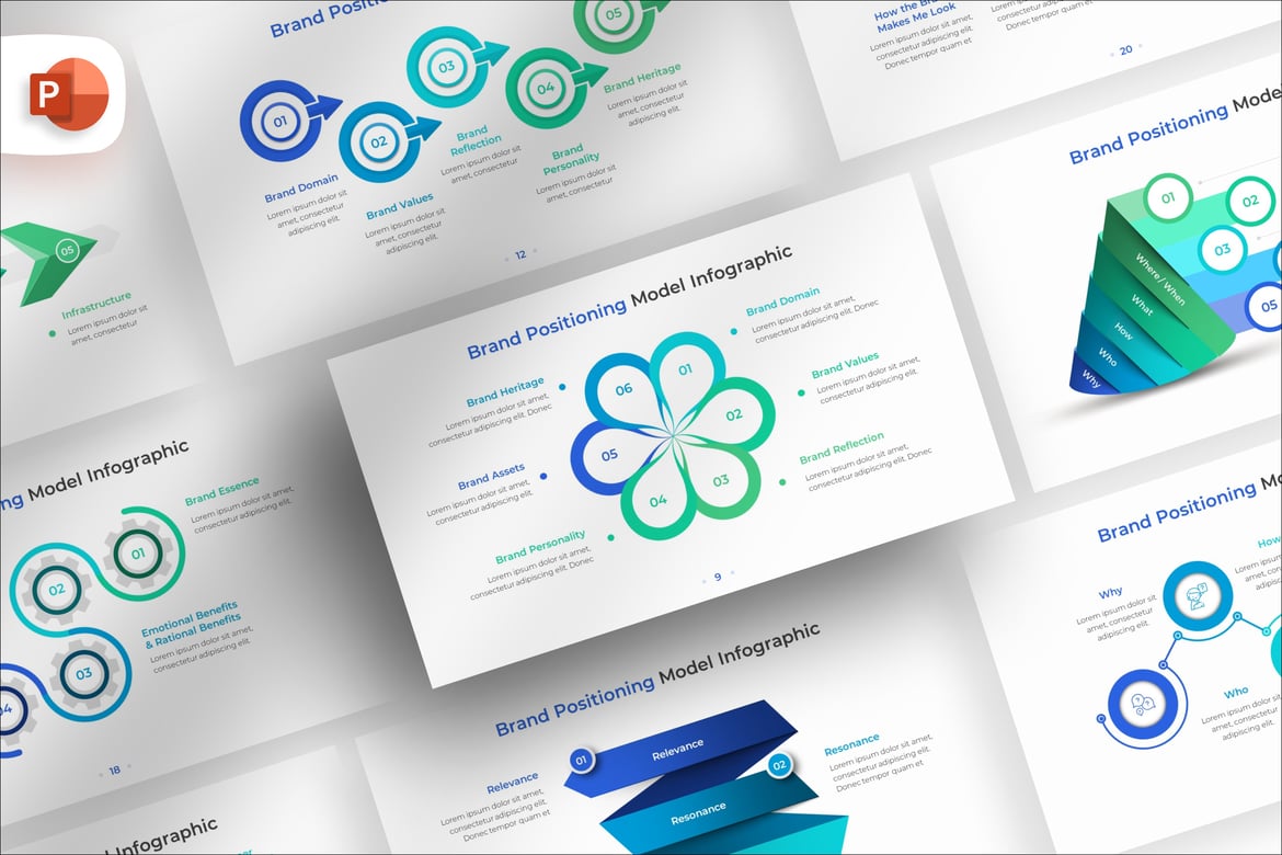 Template Presentasi PowerPoint Model Posisi Brand yang Menarik