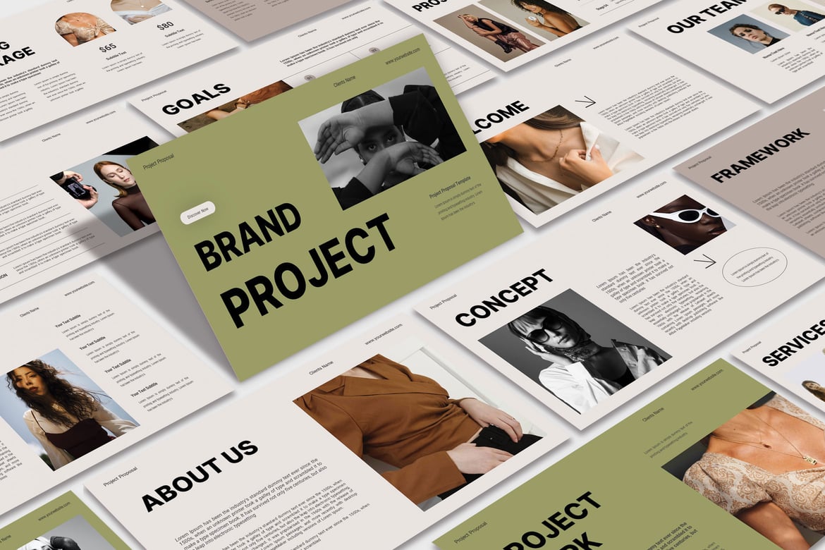 Template Presentasi PowerPoint Proyek Merek yang Menarik