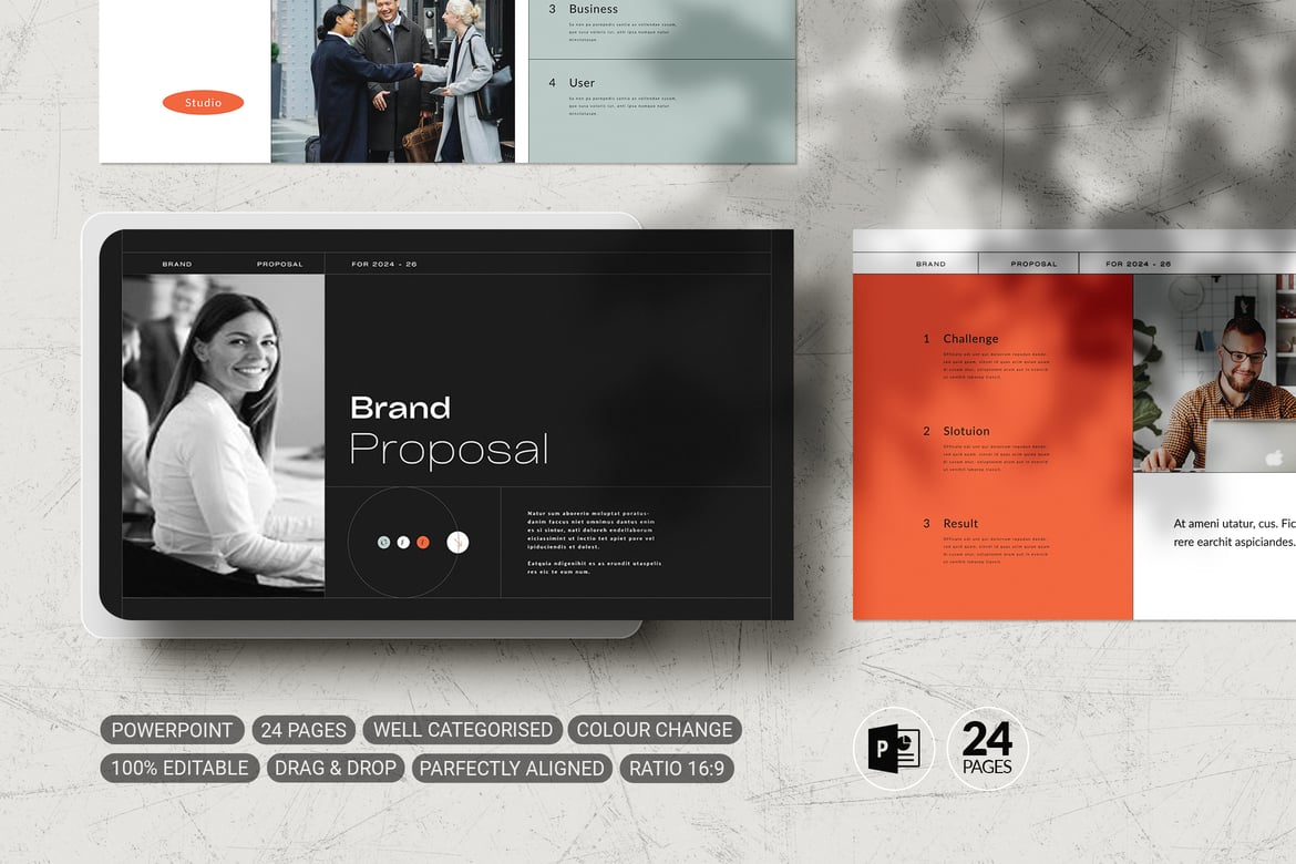 Template PowerPoint Proposal Merek yang Kreatif dan Profesional
