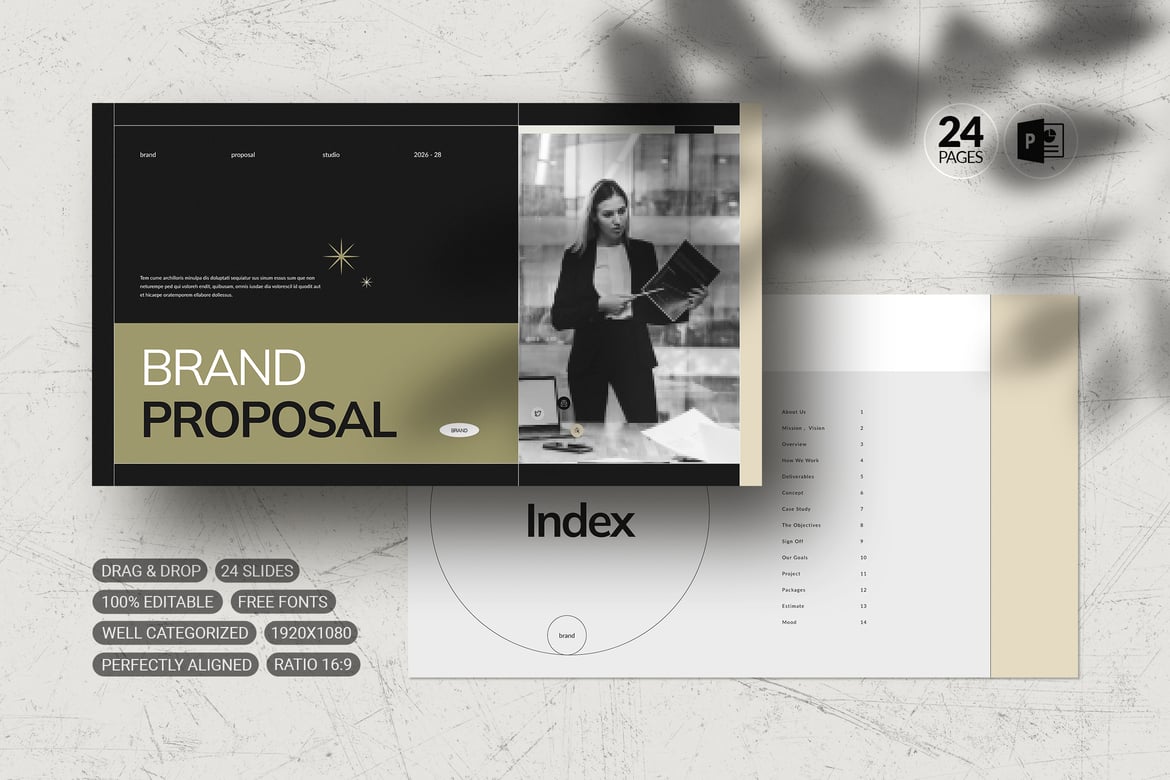 Template Presentasi PowerPoint Proposal Brand yang Menarik dan Profesional