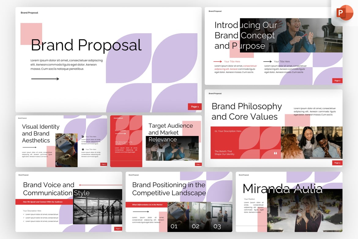 Template PowerPoint Proposal Merek Modern yang Profesional