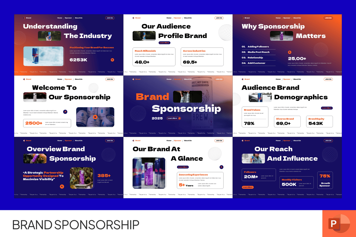 Template Presentasi PowerPoint Sponsorship Merek yang Menarik