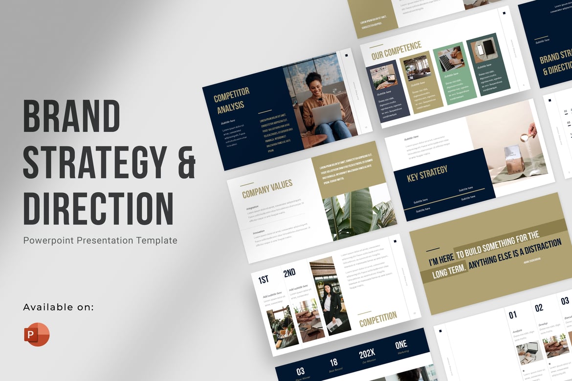 Template Powerpoint Strategi & Arah Merek yang Menarik