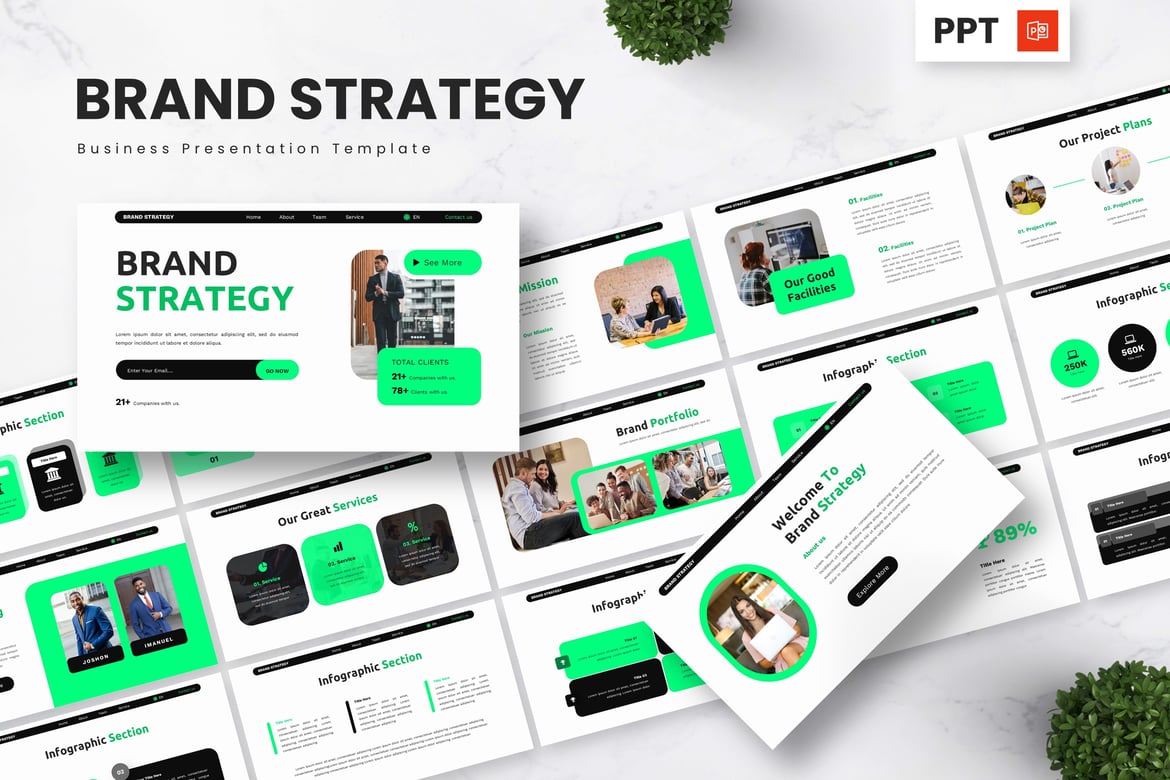 Template Presentasi PowerPoint Strategi Merek yang Kuat