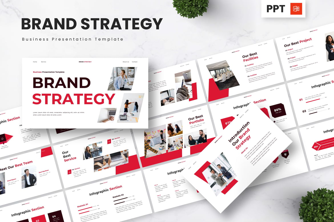 Template Powerpoint Strategi Merek yang Kuat untuk Bisnis Anda