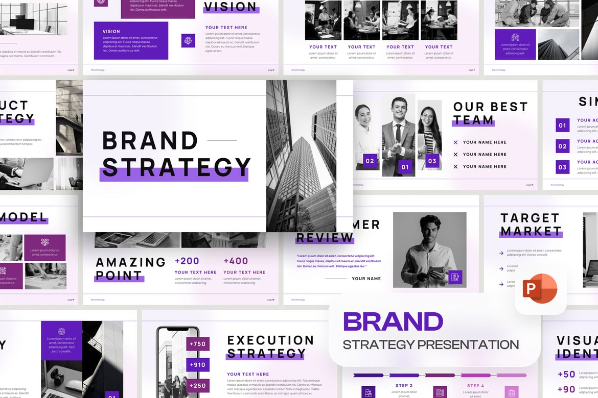 Template PowerPoint Strategi Merek yang Modern dan Profesional