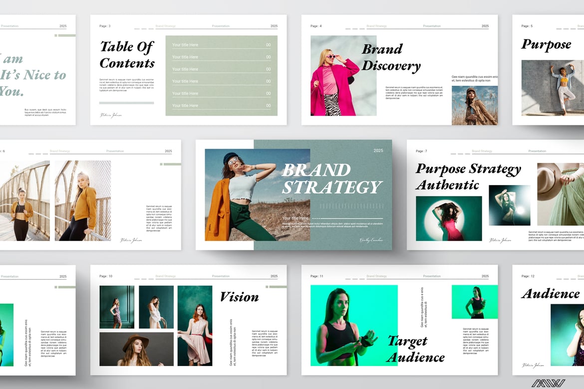 Template Presentasi PowerPoint Strategi Merek yang Menarik