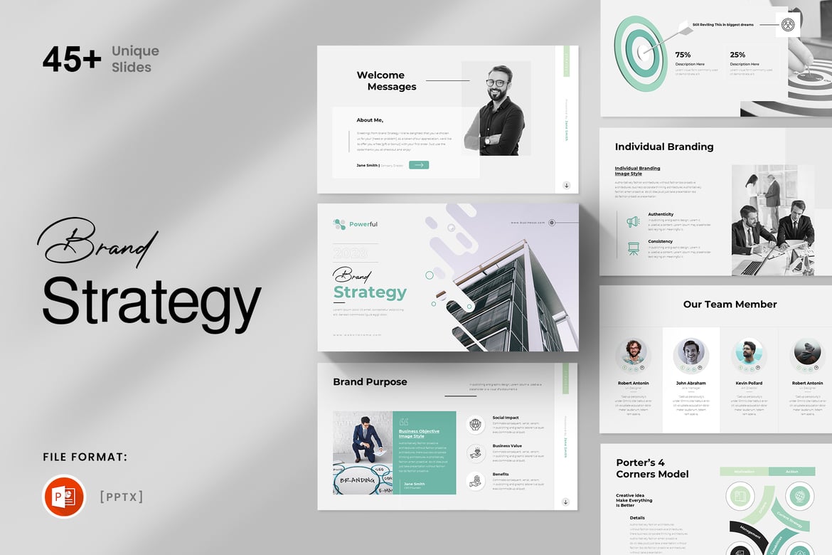 Template PowerPoint Strategi Merek yang Menarik dan Profesional