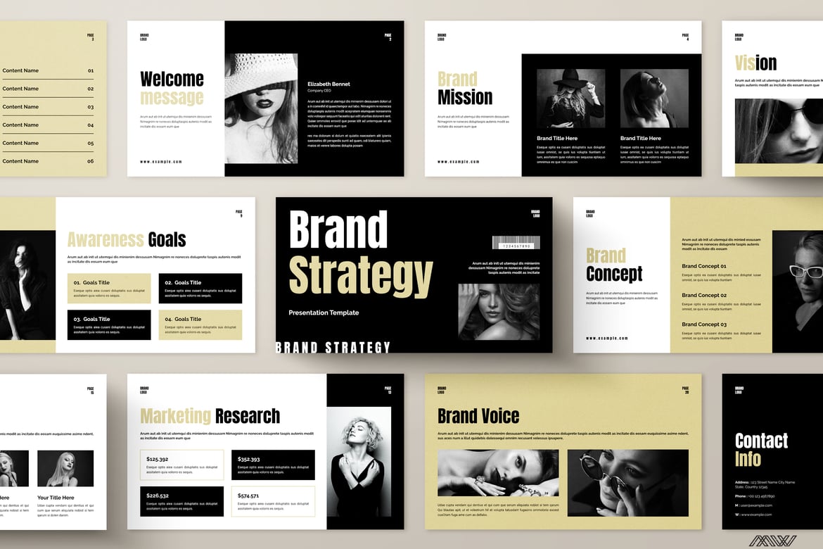 Template PowerPoint Strategi Merek yang Menarik dan Modern