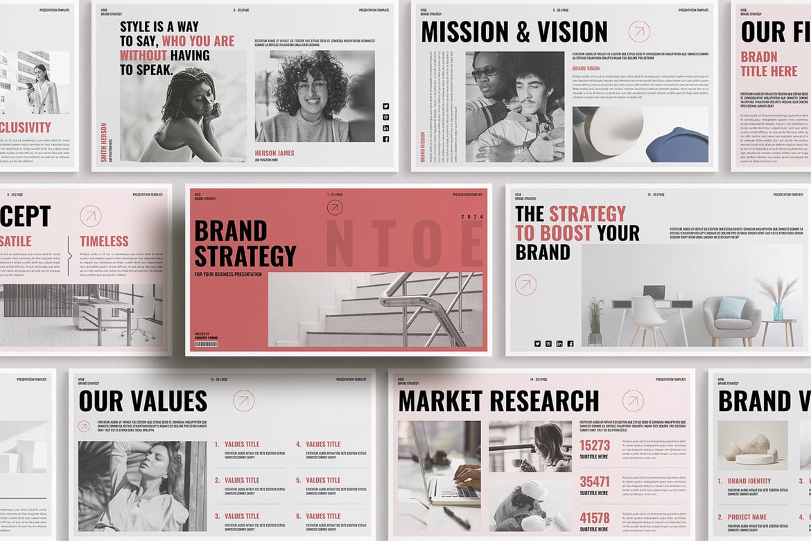 Template Presentasi PowerPoint Strategi Merek yang Menarik