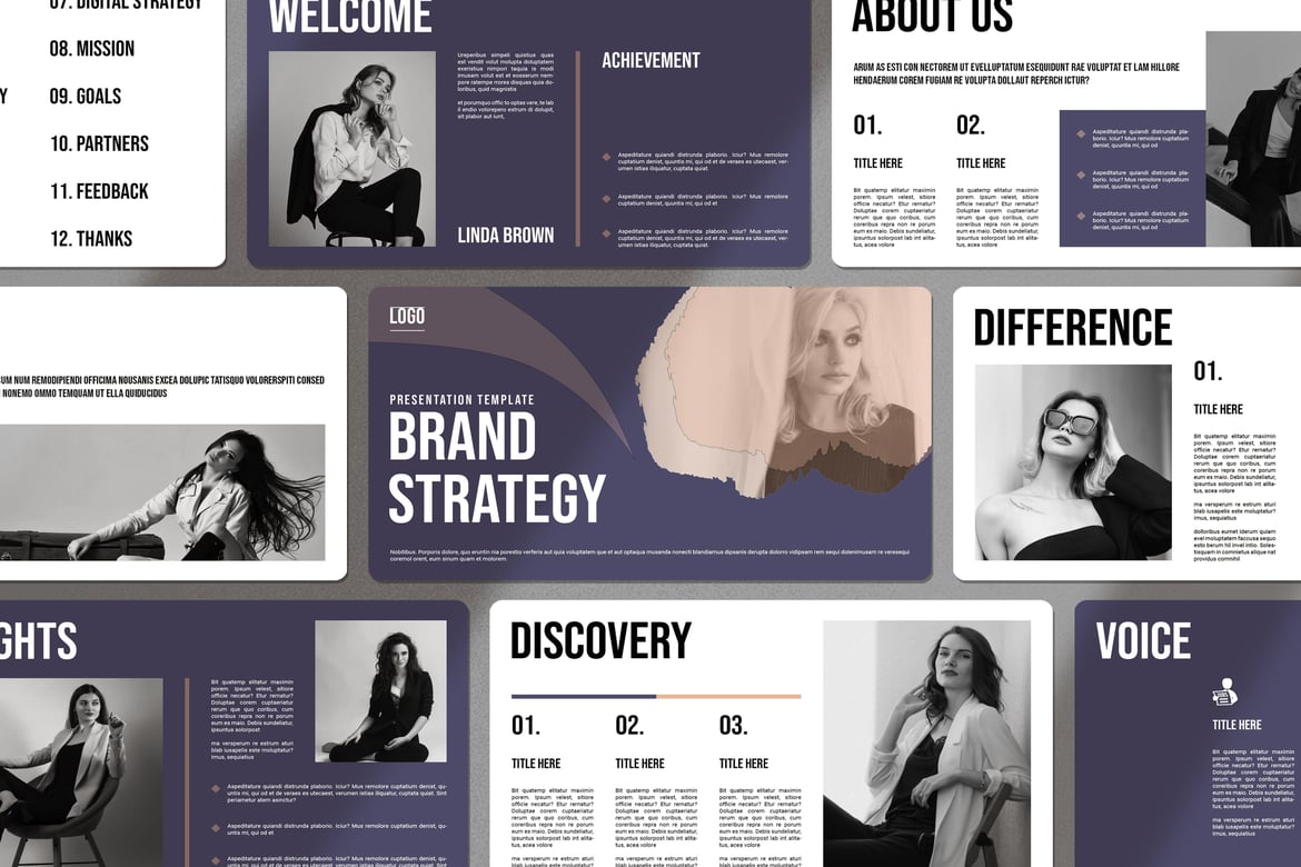 Template Powerpoint Strategi Merek yang Modern dan Minimalis