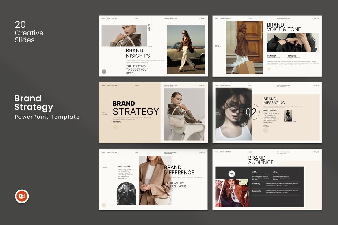 Template PowerPoint Strategi Merek yang Modern dan Minimalis
