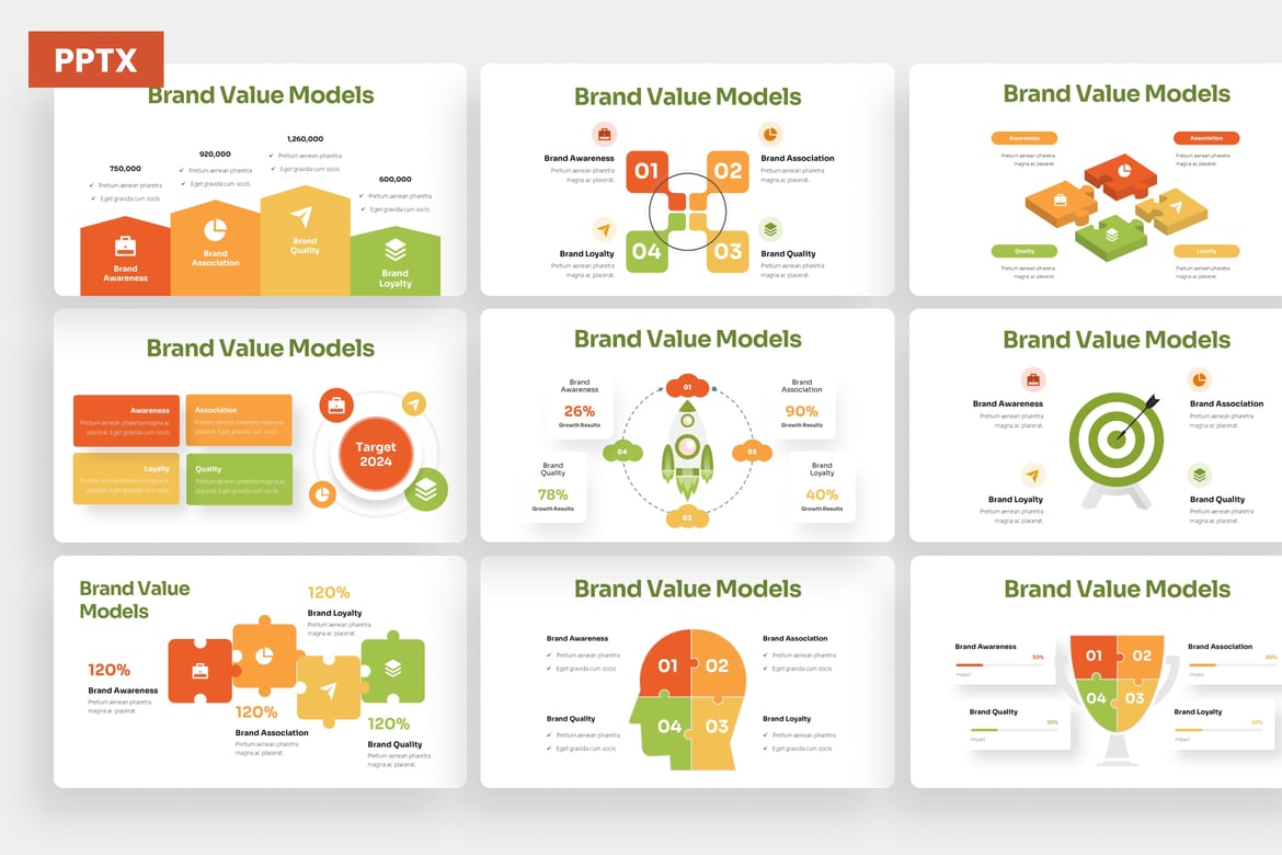 Template Presentasi Infografis Model Nilai Merek yang Menarik