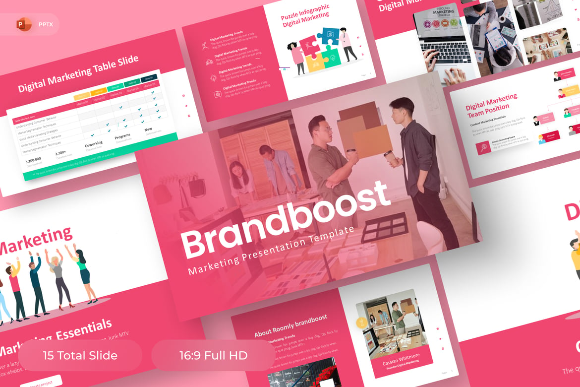 Template PowerPoint Pemasaran Brandboost yang Menarik