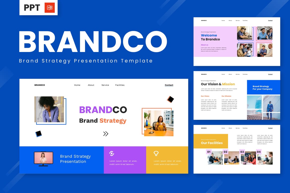 Template Powerpoint Strategi Merek Brandco yang Menarik