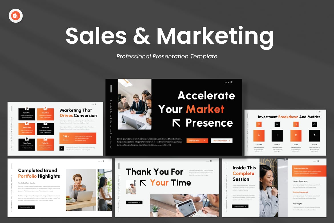 Template Presentasi PowerPoint Terbranding untuk Penjualan & Pemasaran