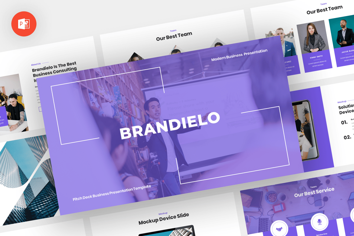 Template PowerPoint Pitch Deck Brandielo yang Modern dan Profesional