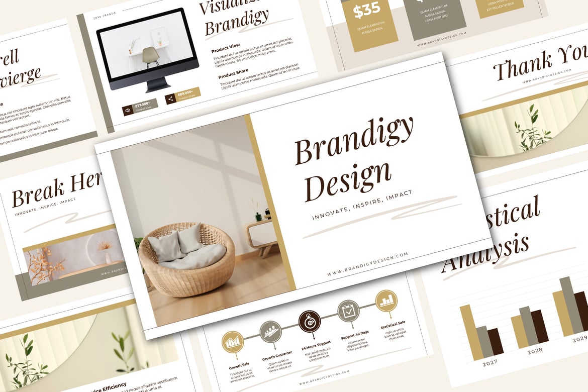 Template Presentasi Powerpoint Brandigy yang Menawan