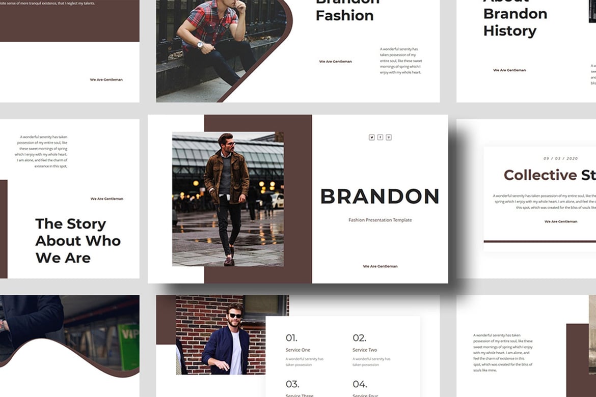 Brandon – Template PowerPoint Fashion Pria yang Stylish