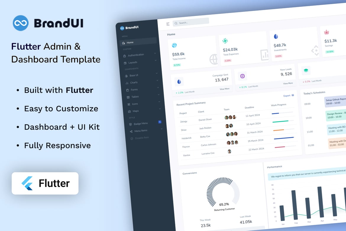 BrandUI - Template Website Admin & Dashboard Flutter Premium