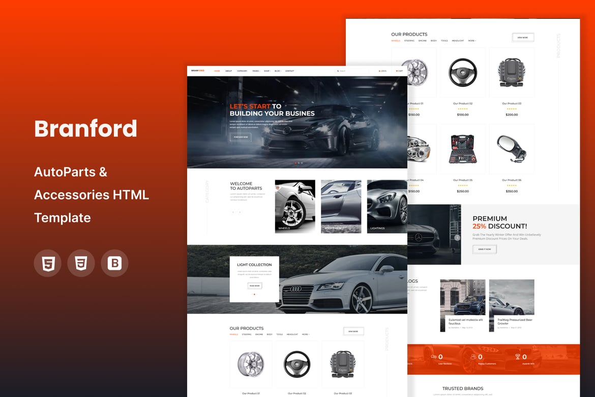 Branford - Template Website Otomotif Modern dan Responsif