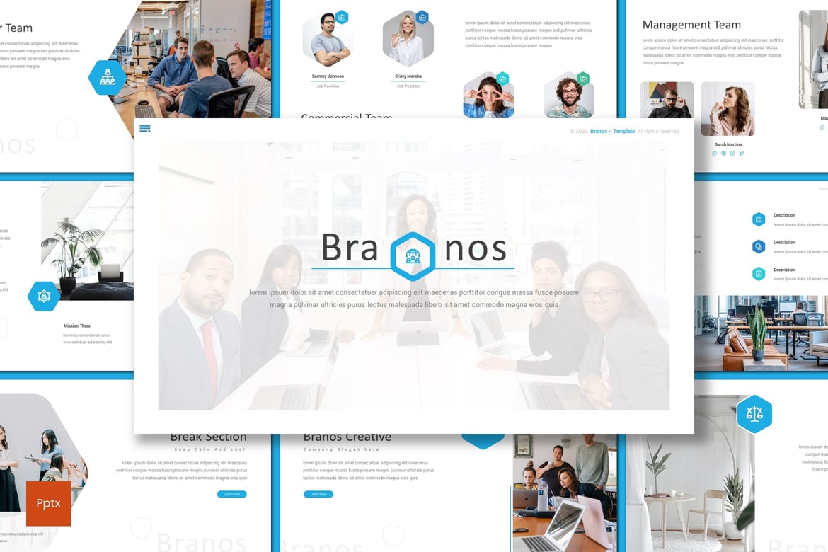 Branos - Template PowerPoint Kreatif dan Minimalis