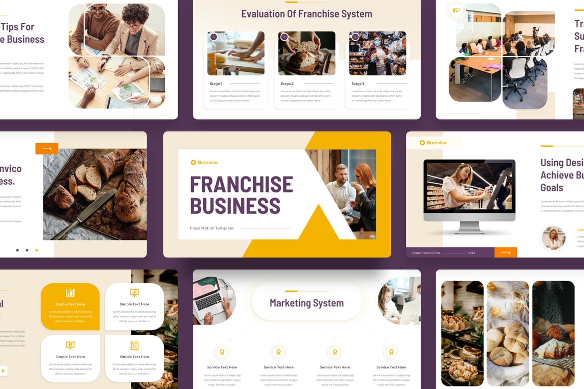 Template PowerPoint Bisnis Franchise Branvico yang Menarik dan Profesional