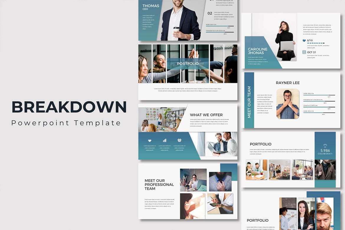 Template Presentasi Powerpoint Breakdown yang Minimalis dan Kreatif