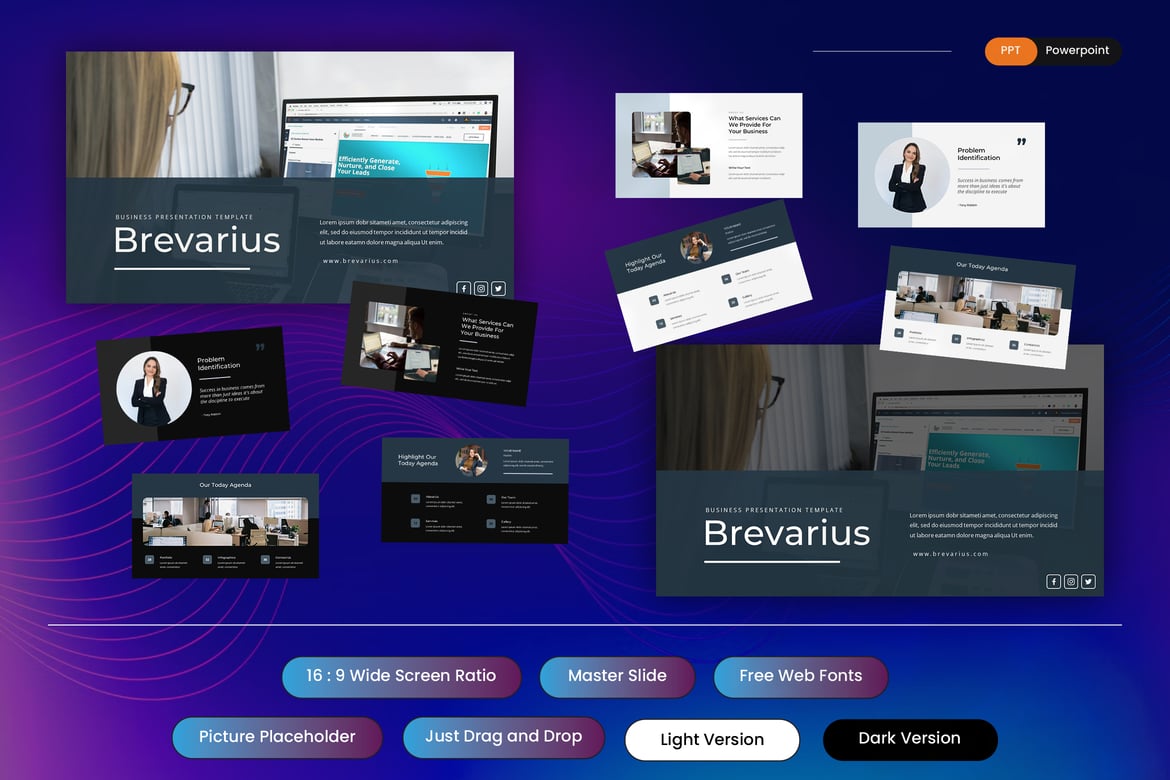 Brevarius - Template PowerPoint Bisnis yang Menarik dan Profesional