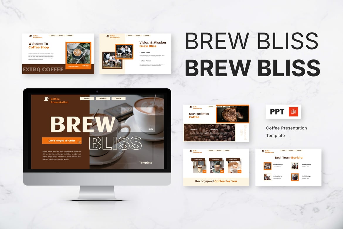 Brew Bliss - Template PowerPoint Kopi yang Menawan
