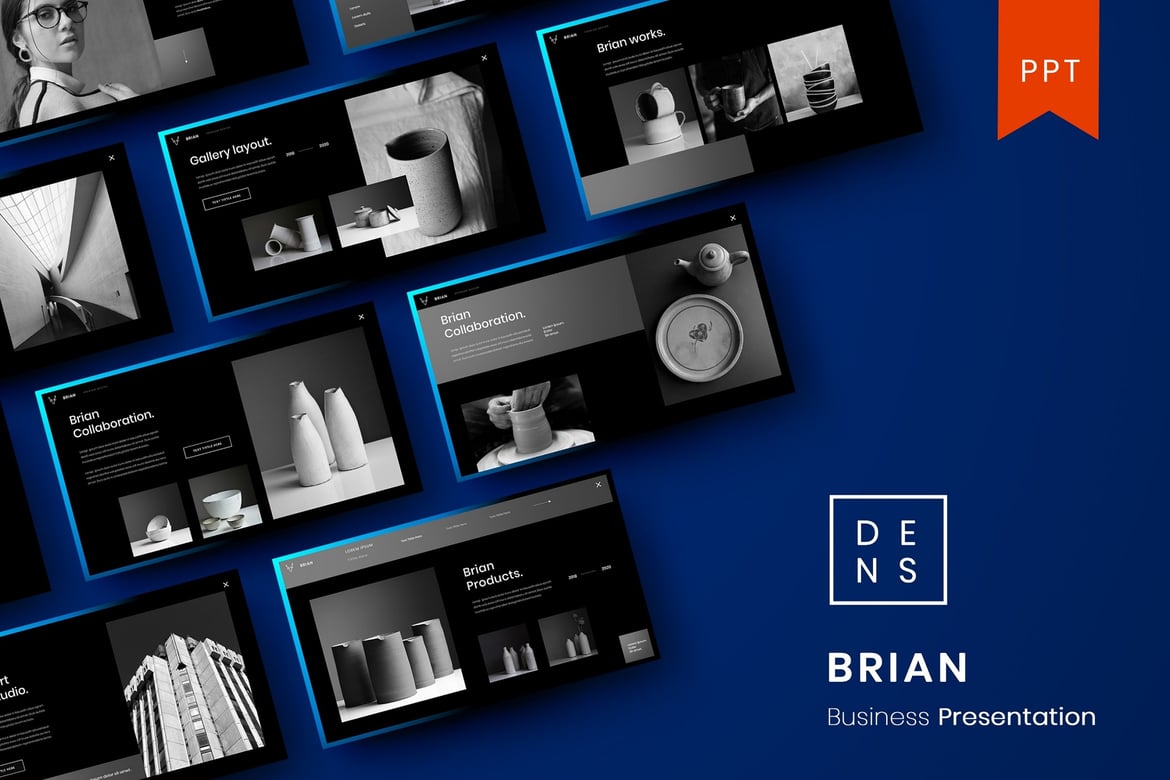 Template Presentasi PowerPoint Bisnis Brian yang Menarik