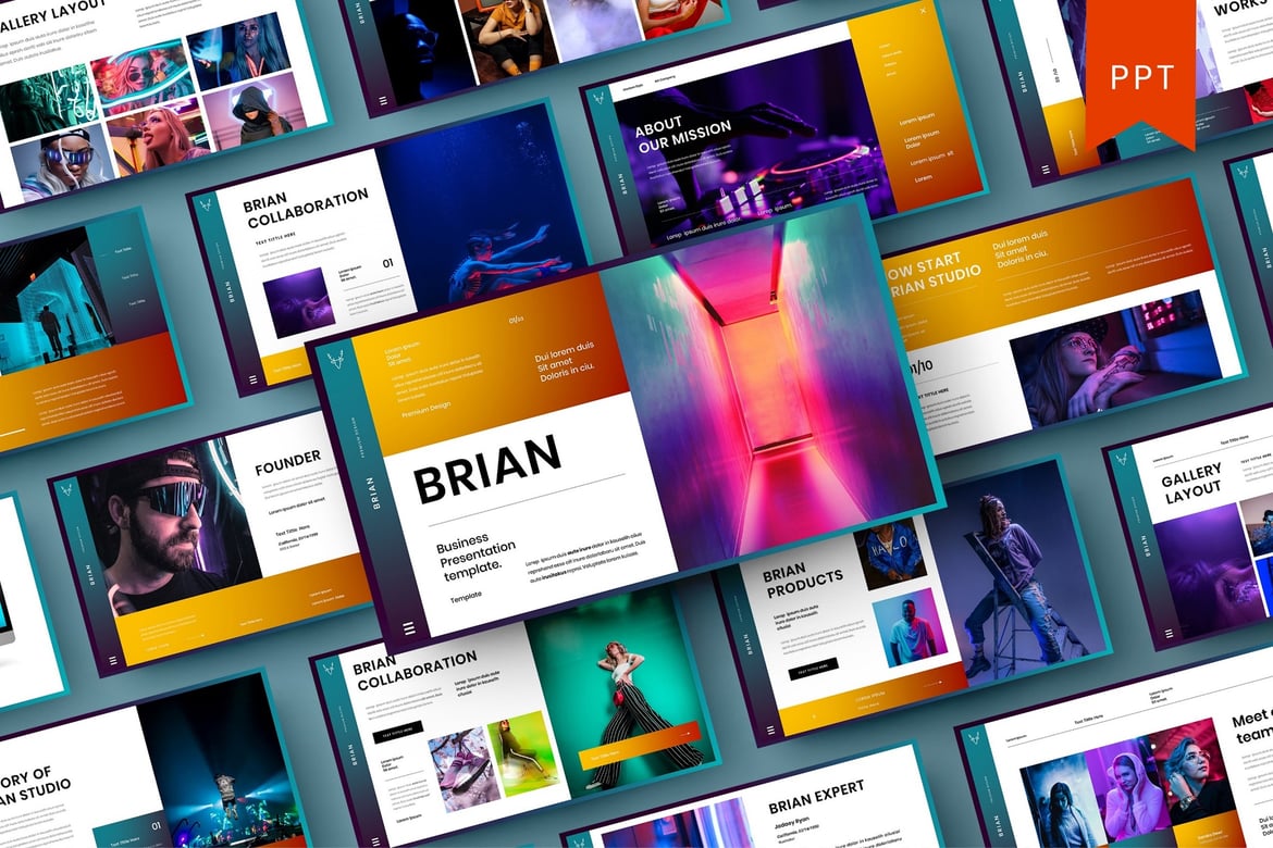Template PowerPoint Bisnis Brian – Solusi Presentasi Profesional Anda
