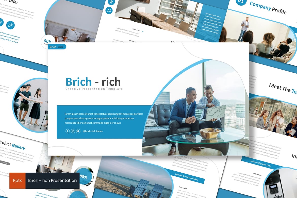 Brichrich - Template Powerpoint Bisnis yang Kreatif dan Minimalis